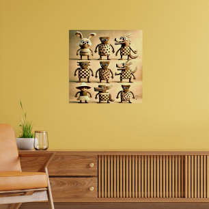 Odd Friends – Chequered & Dots Creature Family Poster