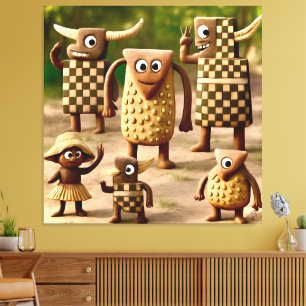 Odd Friends – Forest Checker & Dots Clan Poster Canvas Print