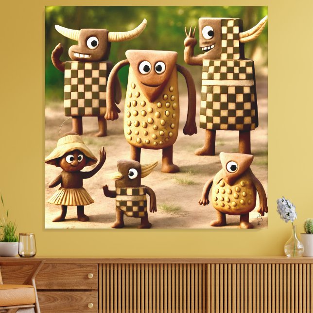 Odd Friends – Forest Chequered & Dots Clan Poster Canvas Print (Insitu(LivingRoom))