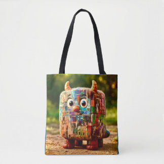 Odd Friends – Patchwork Cube Monster Poster Tote Bag
