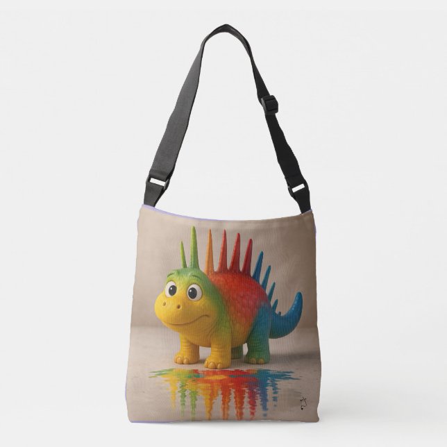 Odd Friends – Rainbow Dino Poster Crossbody Bag (Front)