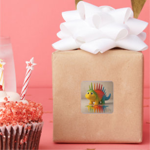 Odd Friends – Rainbow Dino Poster Square Sticker