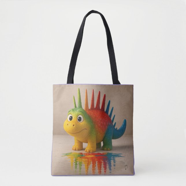 Odd Friends – Rainbow Dino Poster Tote Bag (Front)