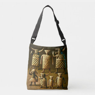 Odd Friends – Tribal Checker & Dots Poster Crossbody Bag