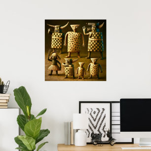 Odd Friends – Tribal Chequered & Dots Poster