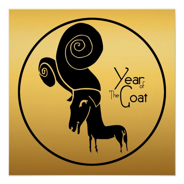 Odd Gold Ram Goat Chinese Year Zodiac P Poster (Front)