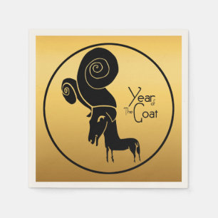 Odd Gold Ram Goat Chinese Year Zodiac Paper Napkin