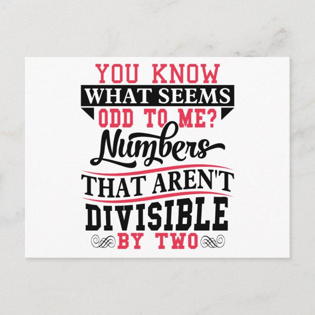 Odd Numbers Math Pun Math Teacher Postcards (Front)