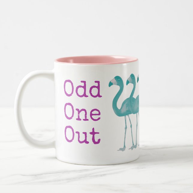 "Odd One Out" Flamingo Coffee Mug (Pink) (Left)