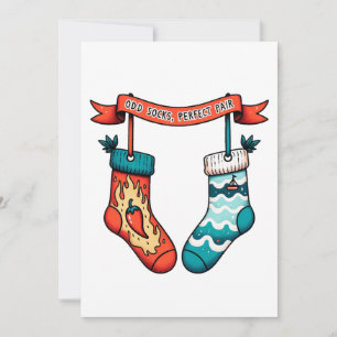 odd socks perfect pair couple funny Christmas Holiday Card