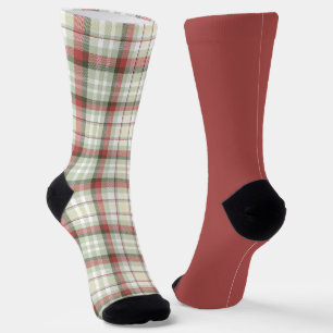 Odd Socks Warm Red Green Vintage Christmas Plaid 