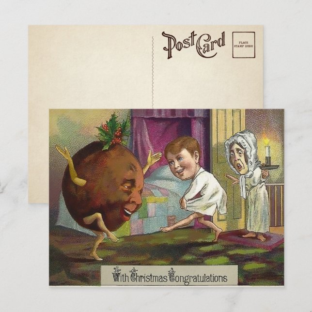 Odd Victorian Christmas Congratulations Postcard (Front/Back)