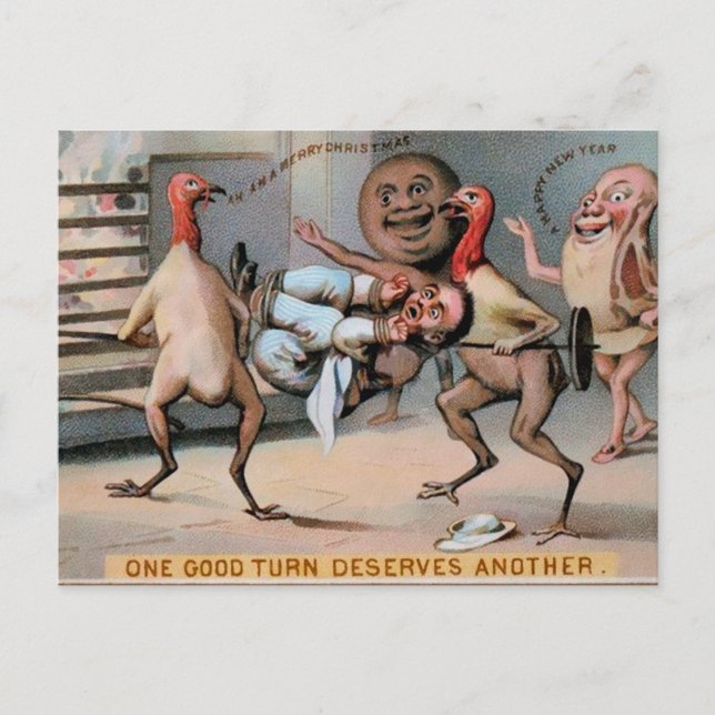 Odd Victorian Food Christmas Postcard (Front)