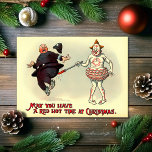 Odd Victorian Humour Christmas Card<br><div class="desc">Vintage clown burning a cop.  Victorian humour Christmas Card.</div>
