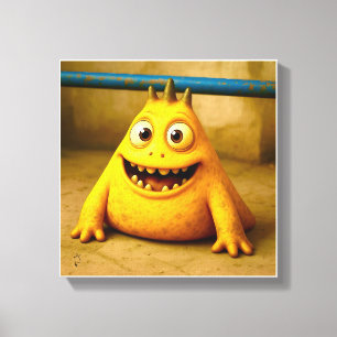 OddFriends – Happy Yellow Monster Poster Canvas Print