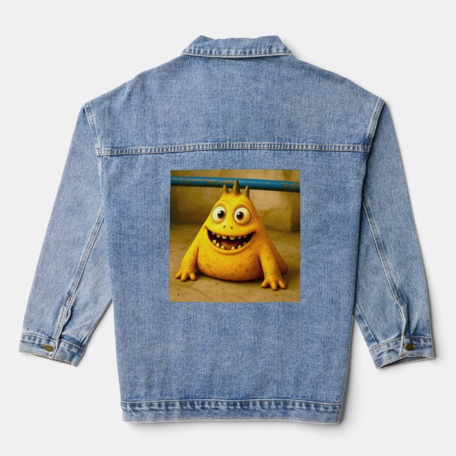 OddFriends – Happy Yellow Monster Poster Denim Jacket (Back)