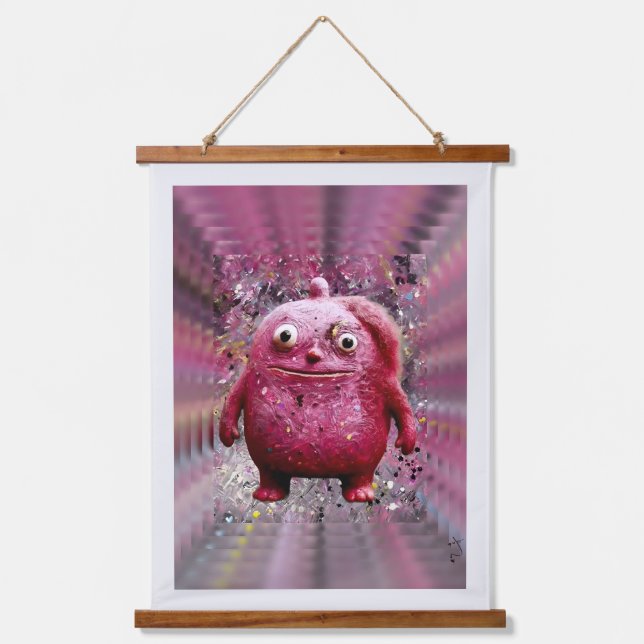OddFriends Pink Creature Mug Hanging Tapestry (Front)
