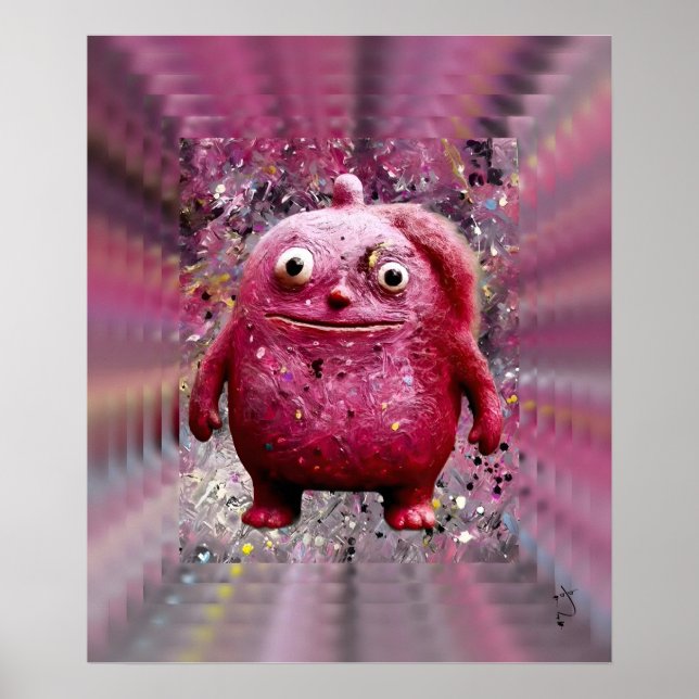 OddFriends – Pink Whimsical Creature Poster (Front)