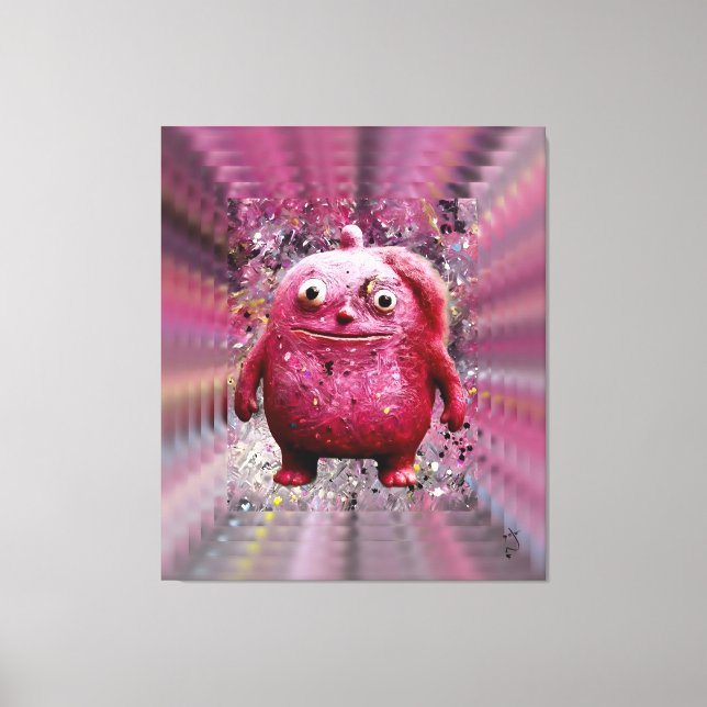 OddFriends – Pink Whimsical Creature Poster Canvas Print (Front)