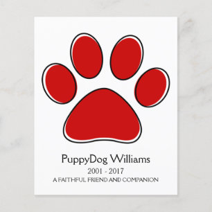 oddRex paw pet loss memorial card