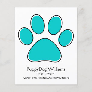 oddRex paw pet loss memorial card