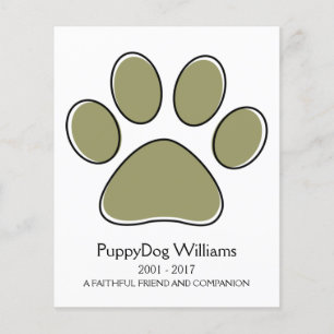 oddRex paw pet loss memorial card