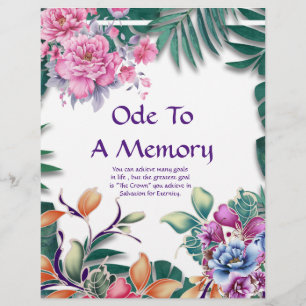 Ode to A Memory Poetry Personalised Paper