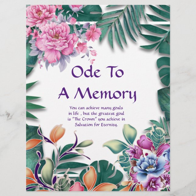 Ode to A Memory Poetry Personalised Paper (Front)
