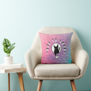 Ode to Love Cat Throw Pillow by Adiela Akoo
