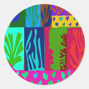 Ode to Matisse Collage Classic Round Sticker