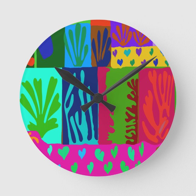 Ode to Matisse Collage Round Clock (Front)
