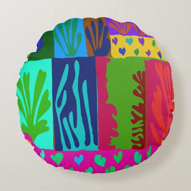 Ode to Matisse Collage Round Cushion (Front)