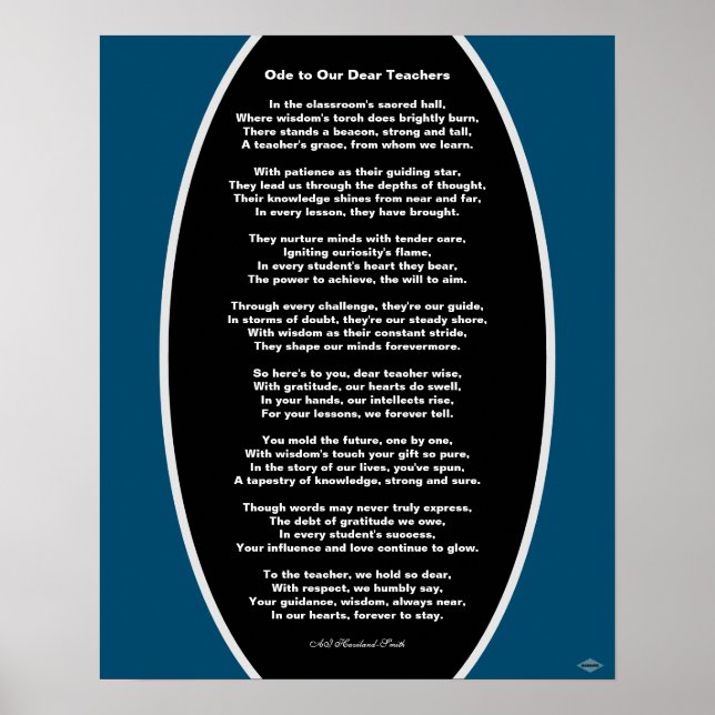 Ode to Our Dear Teachers Poem Poster HAMbyWG (Front)