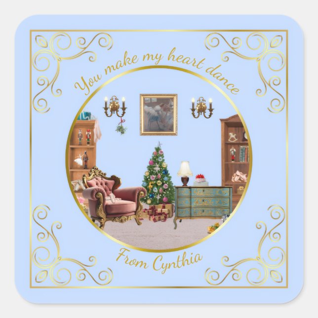 Ode to The Nutcracker Ballet Blue Tile Square Sticker (Front)