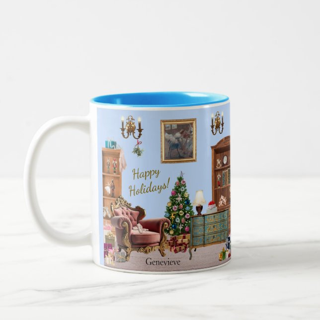 Ode to The Nutcracker Ballet Blue Two-Tone Coffee Mug (Left)