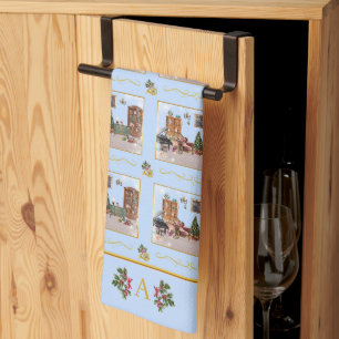 Ode to The Nutcracker Blue Scene Blue Accent Tea Towel