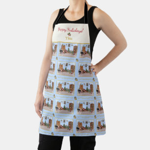 Ode to The Nutcracker Blue Scene Ivory Accent Apron