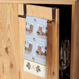 Ode to The Nutcracker Blue Scene Ivory Accent Tea Towel