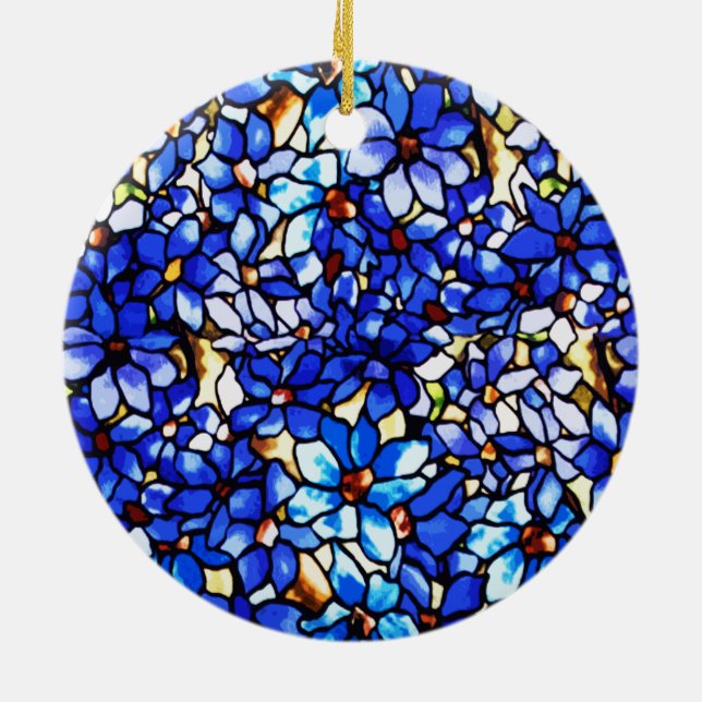 Ode to Tiffany Clematis Ceramic Tree Decoration (Back)