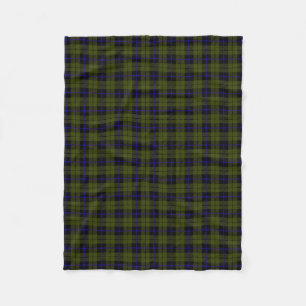 Odee army green plaid black blue stripe fleece blanket