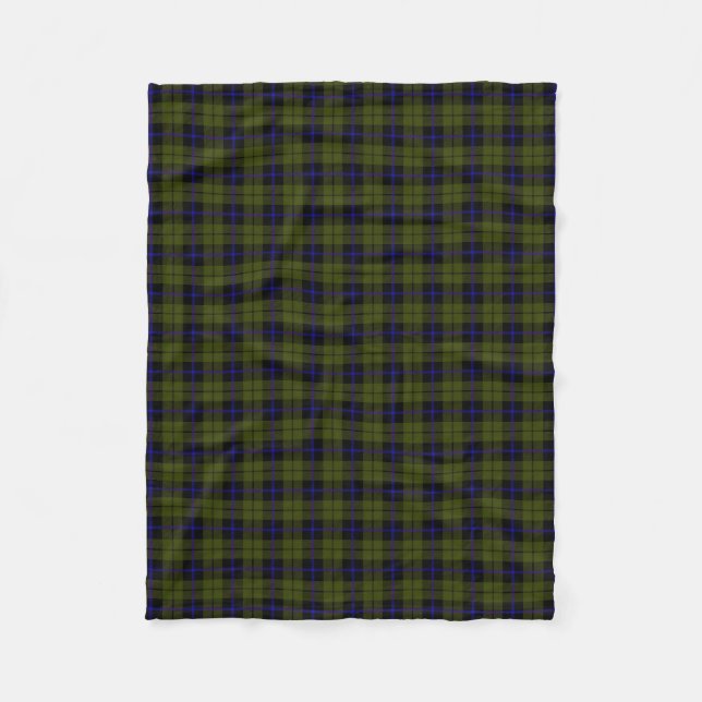 Odee army green plaid black blue stripe fleece blanket (Front)