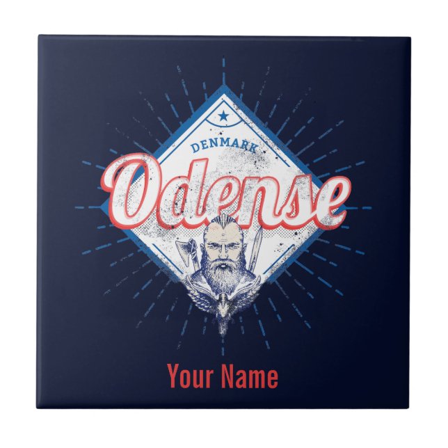 Odense City Denmark Retro Viking Vintage Souvenir Tile (Front)
