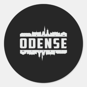 Odense Denmark City Skyline Cityscape Funny Gift Classic Round Sticker