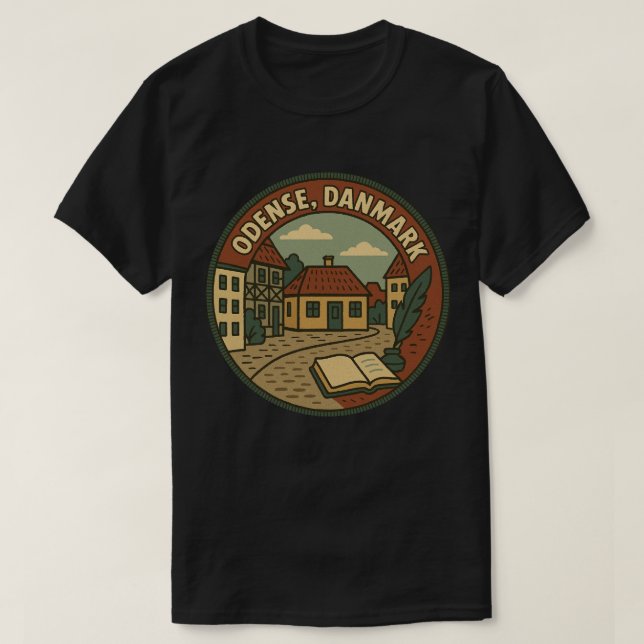 Odense Denmark Literary T-Shirt (Design Front)