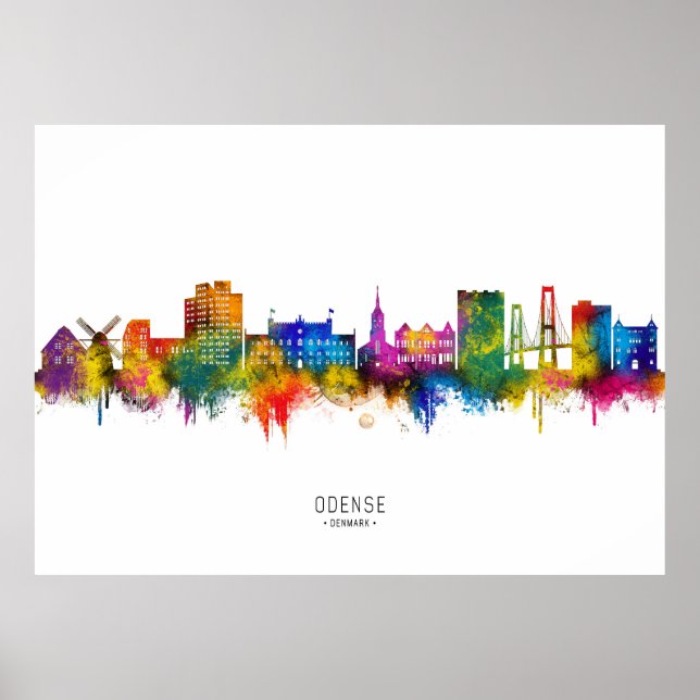 Odense Denmark Skyline Poster (Front)
