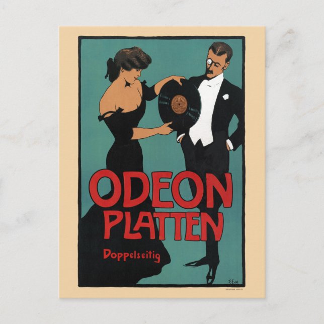 Odeon Platten Germany Vintage Poster 1900 Postcard (Front)