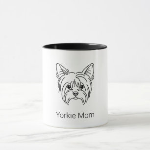 odern Yorkie Face Line Art Coffee Mug   Personaliz