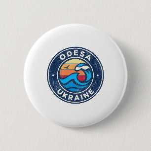 Odesa Ukraine Vintage Nautical Waves Design  6 Cm Round Badge