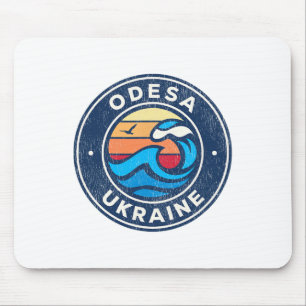 Odesa Ukraine Vintage Nautical Waves Design Mouse Mat