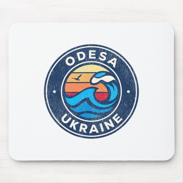 Odesa Ukraine Vintage Nautical Waves Design  Mouse Mat (Front)